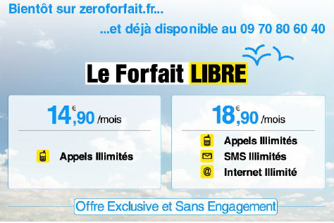 Zerro Forfait 18.90 tout illimité