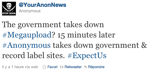 Anonymous Megaupload DoJ Universal Music