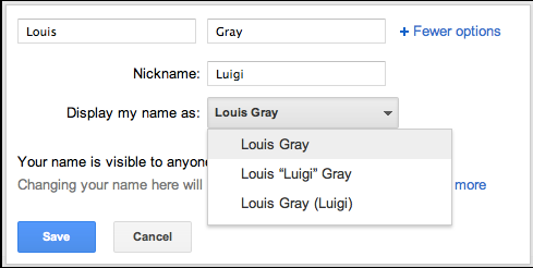 Google + pseudonyme