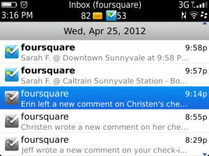 Foursquare BlackBerry