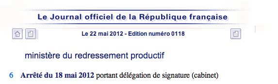 redressement productif jorf