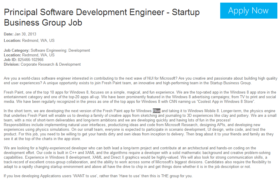 Microsoft Aborde Pour La Premiere Fois Windows Blue Dans Une