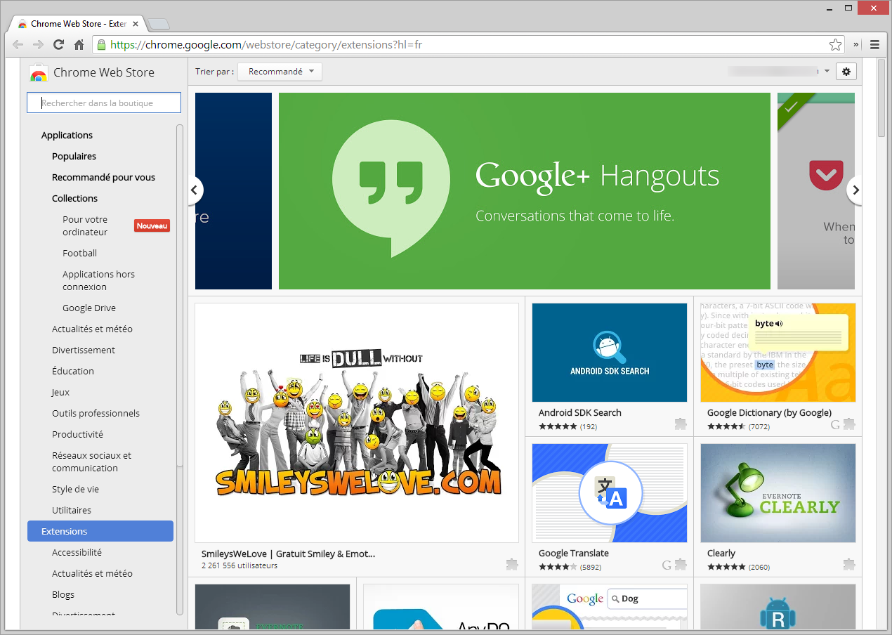 Chrome web store extensions