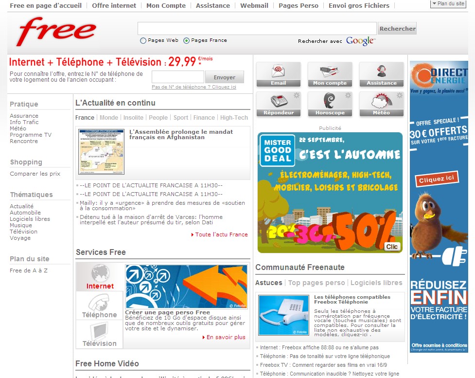 Free change enfin sa page d'accueil