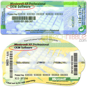 sticker autocollant Windows OEM licences