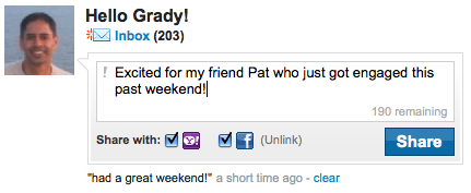 statut facebook dans yahoo! mail