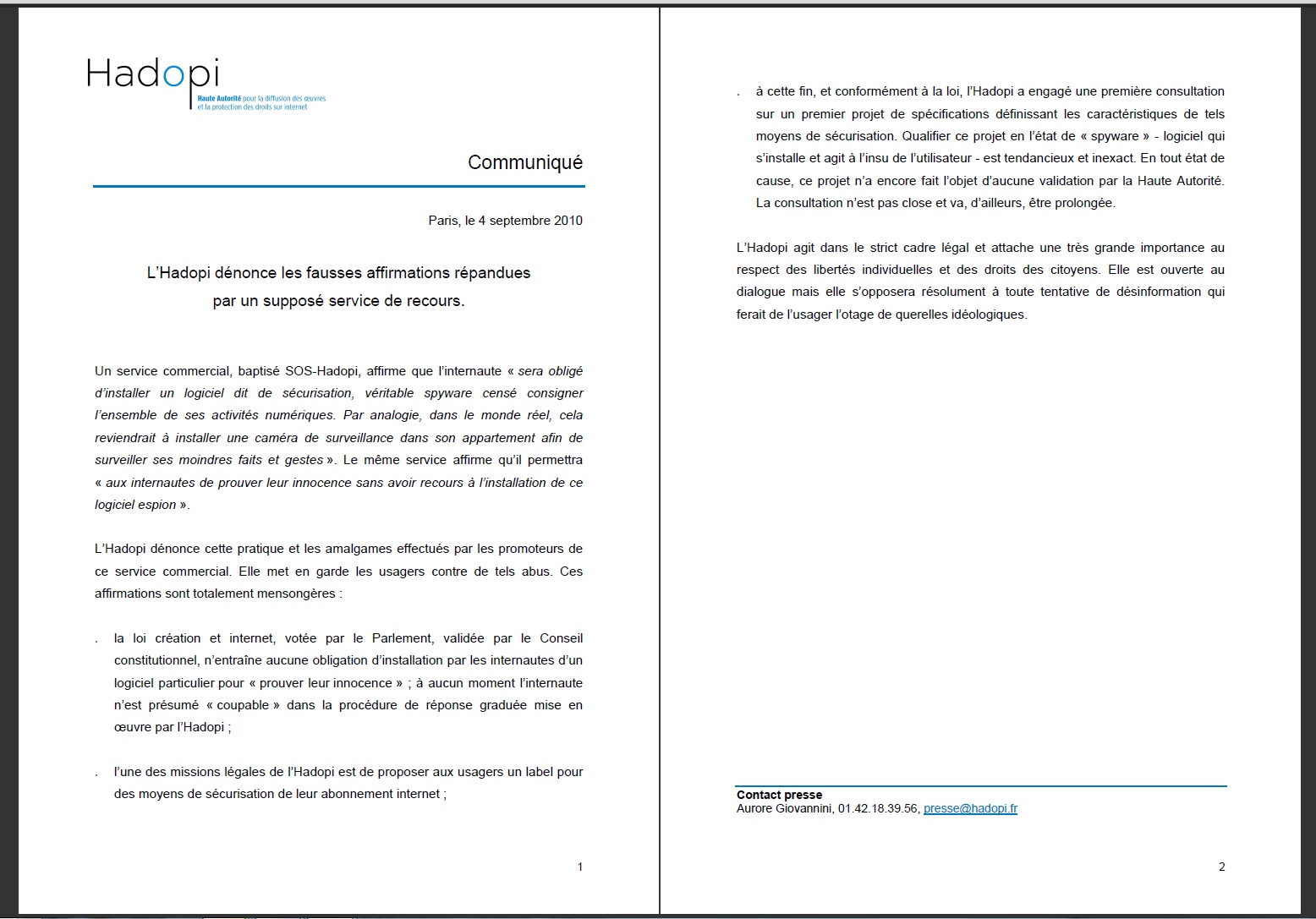 logiciel espion hadopi