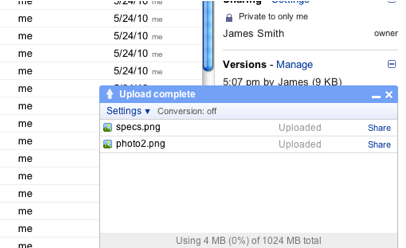 Google doc upload répertoire