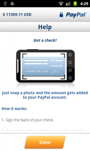 Android Paypal chèques