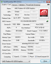 GPU-Z Acer Aspire One 522 AMD Fusion C-50