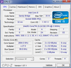 Dell XPS15z CPU-Z Core i5 2410M