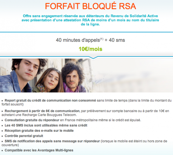 Forfait bloque RSA Bouygues Telecom