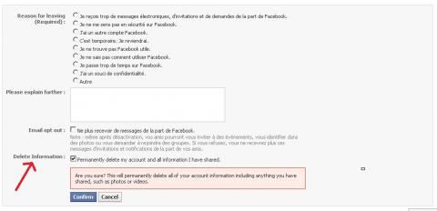 facebook suppression compte