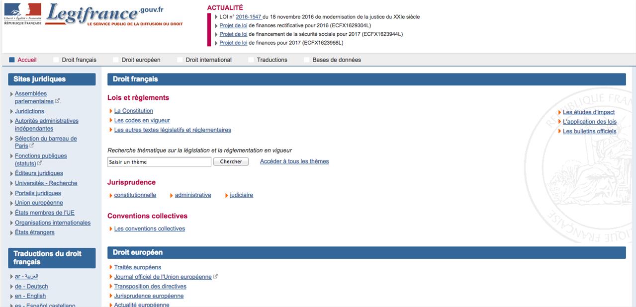 Le site Légifrance fera peau neuve en 2019