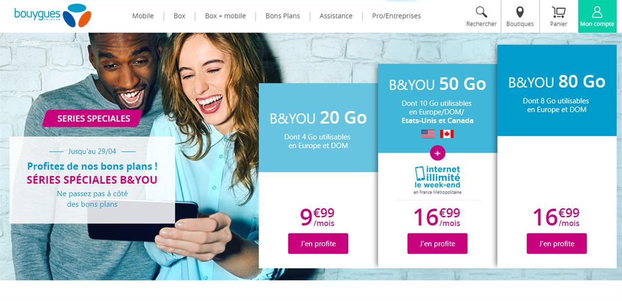 « Série spéciale » B&You : 80 Go pour 16,99 euros, le forfait 50 Go augmente de 2 euros