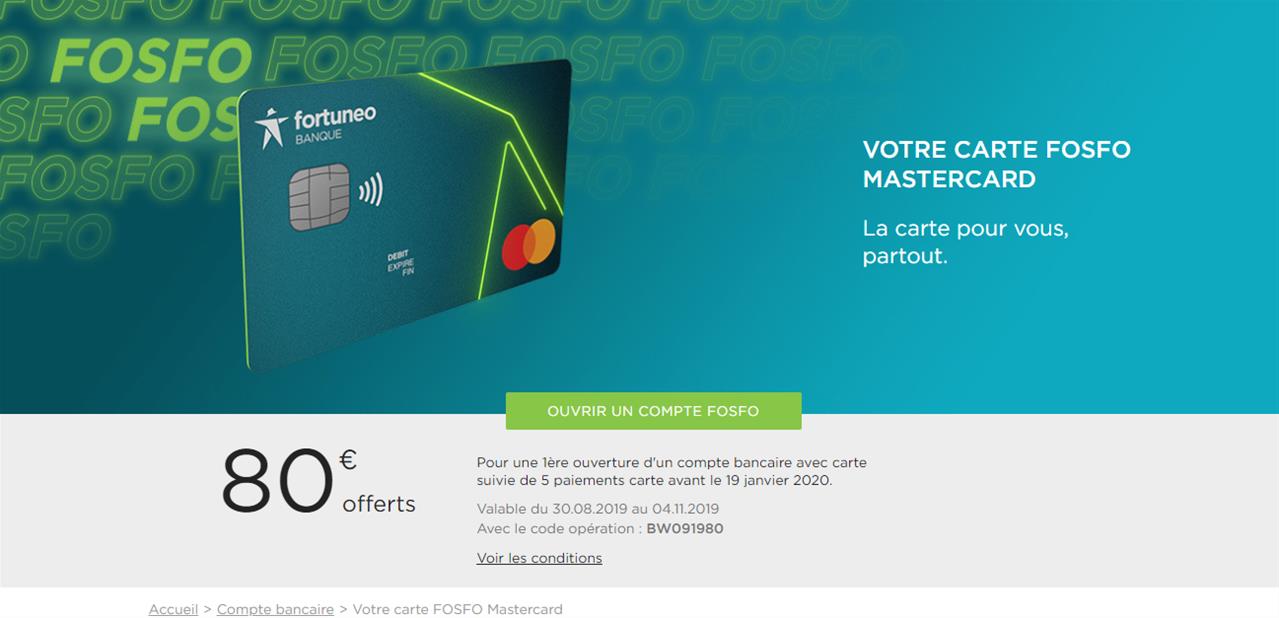 Fortuneo Fosfo : CB « gratuite » sans conditions de revenus, avec « gratuité des frais à l’étranger »